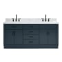 Ariel Hepburn 72" Free Standing Double Basin Vanity Set with Cabinet and Marble Vanity Top Midnight Blue