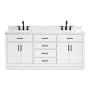 Ariel Hepburn 72" Free Standing Double Basin Vanity Set with Cabinet and Marble Vanity Top White
