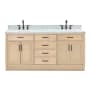 Ariel Hepburn 72" Free Standing Double Basin Vanity Set with Cabinet and Marble Vanity Top Oak