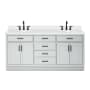 Ariel Hepburn 73" Free Standing Double Basin Vanity Set with Cabinet, Quartz Vanity Top, and Oval Sinks Grey