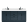 Ariel Hepburn 73" Free Standing Double Basin Vanity Set with Cabinet, Quartz Vanity Top, and Oval Sinks Midnight Blue