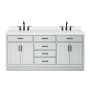 Ariel Hepburn 72" Free Standing Double Basin Vanity Set with Cabinet, Quartz Vanity Top, and Rectangular Sinks Grey