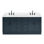 Ariel Hepburn 72" Free Standing Double Basin Vanity Set with Cabinet, Quartz Vanity Top, and Rectangular Sinks Midnight Blue