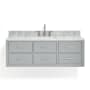 Ariel Hutton 55" Wall Mounted Single Basin Vanity Set with Cabinet and Marble Vanity Top Grey / Carrara White Top