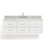 Ariel Hutton 55" Wall Mounted Single Basin Vanity Set with Cabinet and Marble Vanity Top White / Carrara White Top