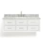 Ariel Hutton 55" Wall Mounted Single Basin Vanity Set with Cabinet and Marble Vanity Top White / Carrara White Top
