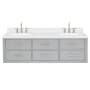 Ariel Hutton 60" Wall Mounted Double Basin Vanity Set with Cabinet and Quartz Vanity Top Grey / Carrara White