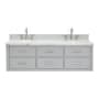 Ariel Hutton 61" Wall Mounted Double Basin Vanity Set with Cabinet and Marble Vanity Top Grey / Carrara White Top