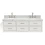 Ariel Hutton 61" Wall Mounted Double Basin Vanity Set with Cabinet and Marble Vanity Top White / Carrara White Top
