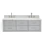 Ariel Hutton 61" Wall Mounted Double Basin Vanity Set with Cabinet and Marble Vanity Top Grey / Carrara White Top