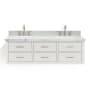 Ariel Hutton 61" Wall Mounted Double Basin Vanity Set with Cabinet and Marble Vanity Top White / Carrara White Top