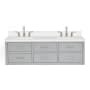 Ariel Hutton 61" Wall Mounted Double Basin Vanity Set with Cabinet and Quartz Vanity Top Grey / Pure White Top