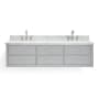 Ariel Hutton 73" Wall Mounted Double Basin Vanity Set with Cabinet and Marble Vanity Top Grey / Carrara White Top
