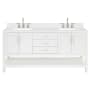 Ariel Magnolia 72" Free Standing Double Basin Vanity Set with Cabinet, Quartz Vanity Top, and Rectangular Sink White