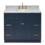 Ariel Hamlet 43" Free Standing Single Basin Vanity Set with Cabinet and Marble Vanity Top Midnight Blue