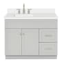 Ariel Hamlet 42" Free Standing Single Basin Vanity Set with Cabinet and Quartz Vanity Top Grey / Pure White Top