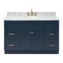 Ariel Hamlet 55" Free Standing Single Basin Vanity Set with Cabinet and Marble Vanity Top Midnight Blue