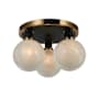 Artcraft Lighting Gem 3 Light 15" Wide Semi-Flush Ceiling Fixture Black / Brushed Brass / Clear Swirl