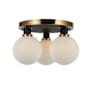 Artcraft Lighting Gem 3 Light 15" Wide Semi-Flush Ceiling Fixture Black / Brushed Brass / Clear