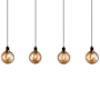 Artcraft Lighting Gem 4 Light 45" Wide Linear Pendant Black / Brushed Brass / Amber