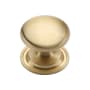 Ashley Norton Solid Brass Round 1-1/2 Inch Mushroom Cabinet Knob with Backplate Satin Brass