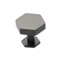Ashley Norton Solid Brass Hex 1-3/4 Inch Geometric Cabinet Knob with Backplate Flat Black