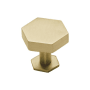 Ashley Norton Solid Brass Hex 1-3/4 Inch Geometric Cabinet Knob with Backplate Satin Brass
