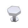 Ashley Norton Solid Brass Hex 1-3/4 Inch Geometric Cabinet Knob with Backplate Polished Chrome