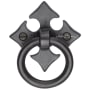 Ashley Norton FDL 2-1/4" Long Luxury Solid Bronze Gothic Fleur De Lis Drop Ring Cabinet Pull with Backplate Dark Bronze