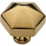 Ashley Norton Solid Brass Hex 1-1/4 Inch Geometric Cabinet Knob Unlacquered Brass