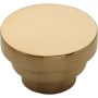 Ashley Norton Solid Brass Round Stepped 1-1/2" Round Luxury Designer Mushroom Cabinet / Drawer Knob Unlacquered Brass
