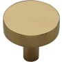 Ashley Norton Helios 1-1/4" Round Luxury Solid Brass Flat Smooth Mushroom Cabinet / Drawer Knob Unlacquered Brass