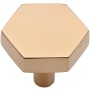 Ashley Norton Solid Brass Hex 1-3/8 Inch Geometric Cabinet Knob Unlacquered Brass
