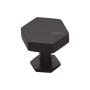 Ashley Norton Solid Brass Hex 1-3/8 Inch Geometric Cabinet Knob with Backplate Flat Black