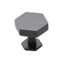 Ashley Norton Solid Brass Hex 1-3/8 Inch Geometric Cabinet Knob with Backplate Dark Oil Rubbed