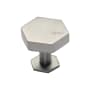 Ashley Norton Solid Brass Hex 1-3/8 Inch Geometric Cabinet Knob with Backplate Satin Nickel