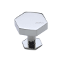Ashley Norton Solid Brass Hex 1-3/8 Inch Geometric Cabinet Knob with Backplate Polished Chrome