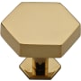 Ashley Norton Solid Brass Hex 1-3/4 Inch Geometric Cabinet Knob with Backplate Unlacquered Brass