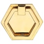 Ashley Norton Hex 2-3/8" Luxury Solid Brass Modern Hexagon Drop Ring Cabinet Pull with Backplate Unlacquered Brass