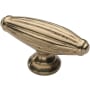 Ashley Norton Solid Bronze Large Reeded 2-7/8 Inch Oval Cabinet Knob Natural Bronze