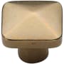 Ashley Norton Solid Bronze Pyramid 1-1/4 Inch Square Cabinet Knob Natural Bronze