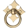 Ashley Norton FDL 2-1/4" Long Luxury Solid Bronze Gothic Fleur De Lis Drop Ring Cabinet Pull with Backplate Natural Bronze