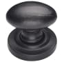 Ashley Norton Solid Bronze Oval 1-1/4 Inch Oval Cabinet Knob with Backplate Distressed Black