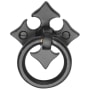 Ashley Norton FDL 2-1/4" Long Luxury Solid Bronze Gothic Fleur De Lis Drop Ring Cabinet Pull with Backplate Distressed Black