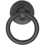 Ashley Norton Nora 1-1/4" Luxury Solid Bronze Drop Ring Cabinet Handle with Round Backplate Distressed Black