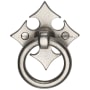 Ashley Norton FDL 2-1/4" Long Luxury Solid Bronze Gothic Fleur De Lis Drop Ring Cabinet Pull with Backplate White Bronze
