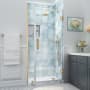 Aston Belmore XL 80" High x 35" Wide Hinged Frameless Shower Door with Clear Glass Brushed Gold
