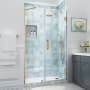 Aston Belmore XL 80" High x 52" Wide Hinged Frameless Shower Door with Clear Glass Brushed Gold