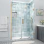 Aston Belmore XL 80" High x 56" Wide Hinged Frameless Shower Door with Clear Glass Brushed Gold