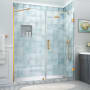 Aston Belmore XL 80" High x 72" Wide Hinged Frameless Shower Door with Clear Glass Brushed Gold